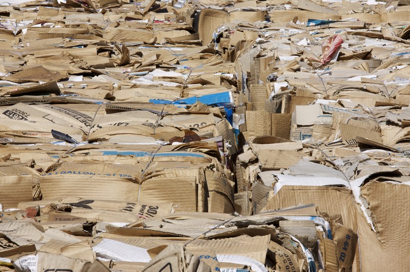 Bales of cardboard slated for recycling